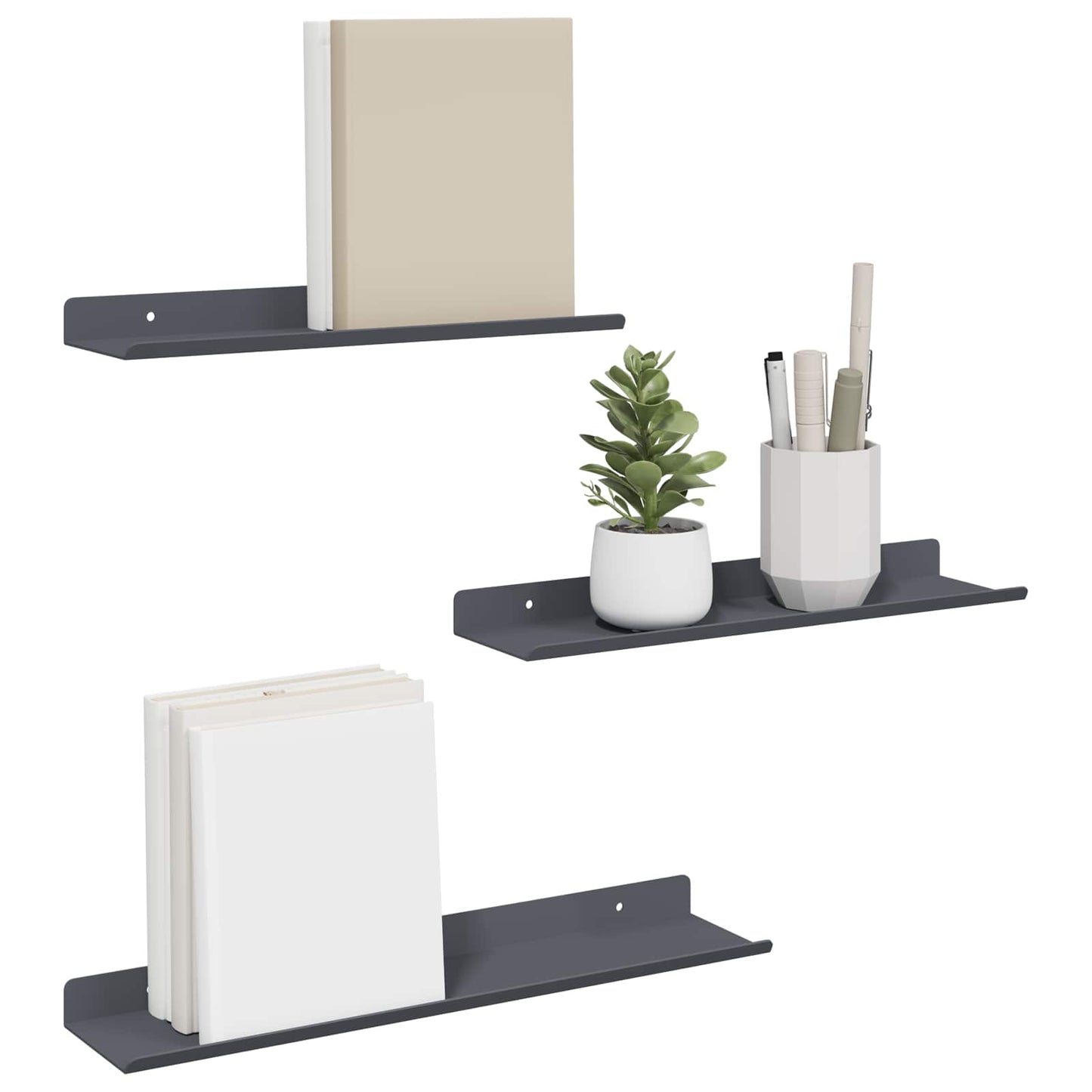 Sieninė lentyna su lentyna 3 pcs Antracitas 40 x 9 x 2,5 cm