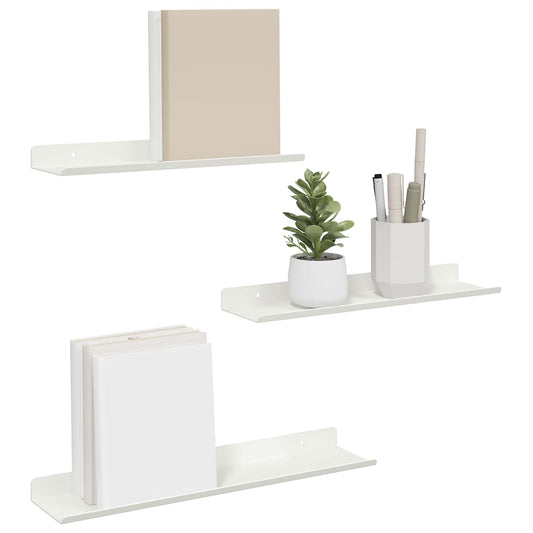 Sieninė lentyna su lentyna 3 pcs Balta 40 x 9 x 2,5 cm