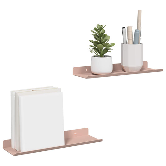Sieninė lentyna su lentyna 2 pcs Rožinė 30 x 9 x 2,5 cm