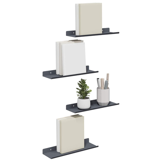Sieninė lentyna su lentyna 4 pcs Antracitas 30 x 9 x 2,5 cm