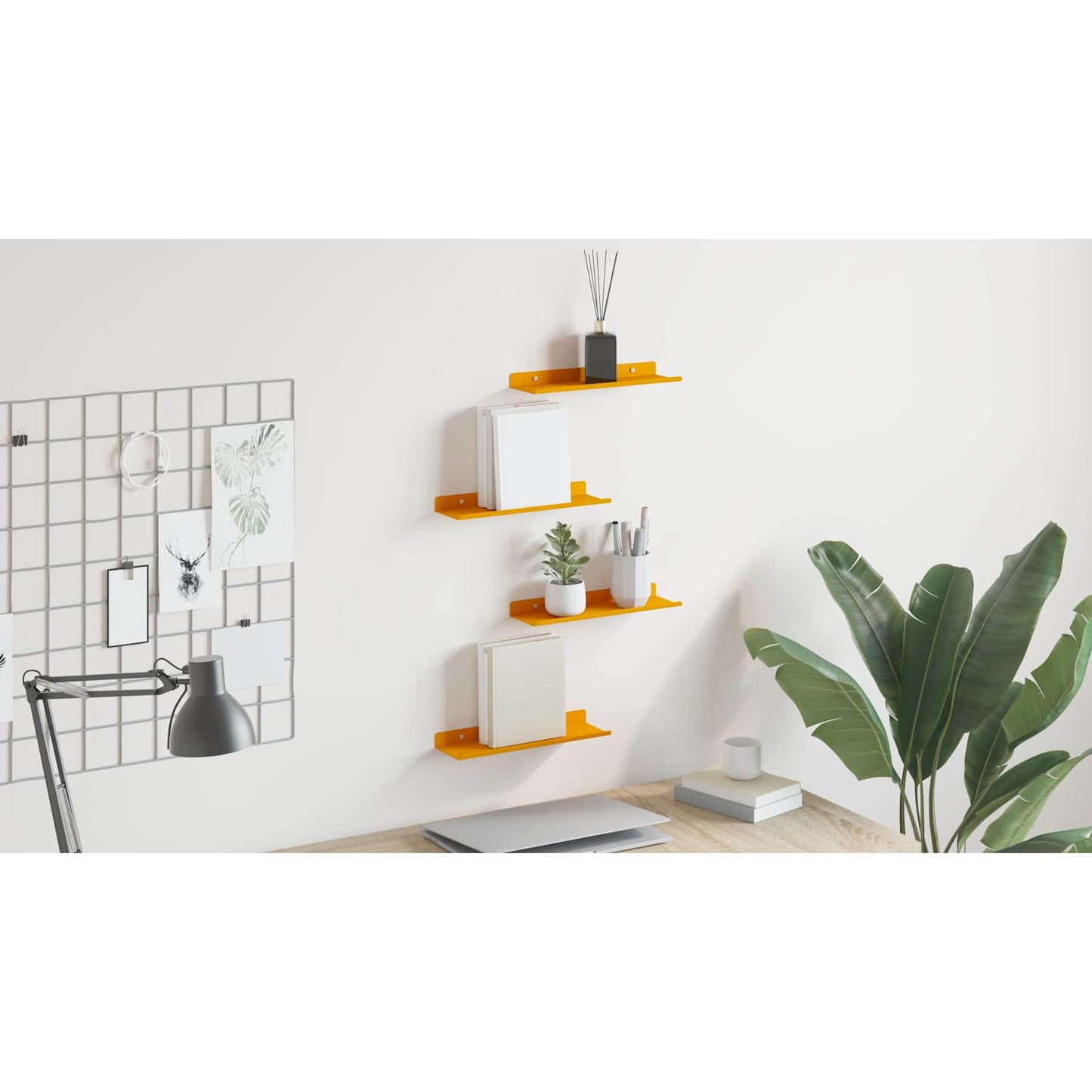 Plūduriuojanti lentyna 4 pcs Garučių geltona 30 x 9 x 2,5 cm