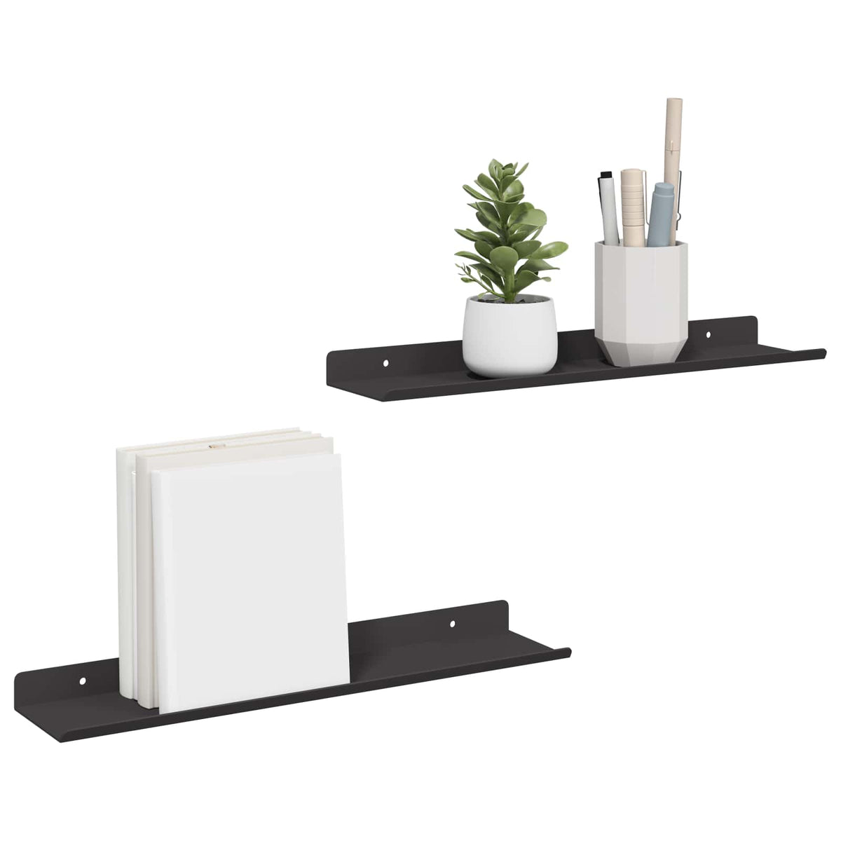 Plūduriuojanti lentyna 2 vnt. Juodas 40 x 9 x 2,5 cm Plienas
