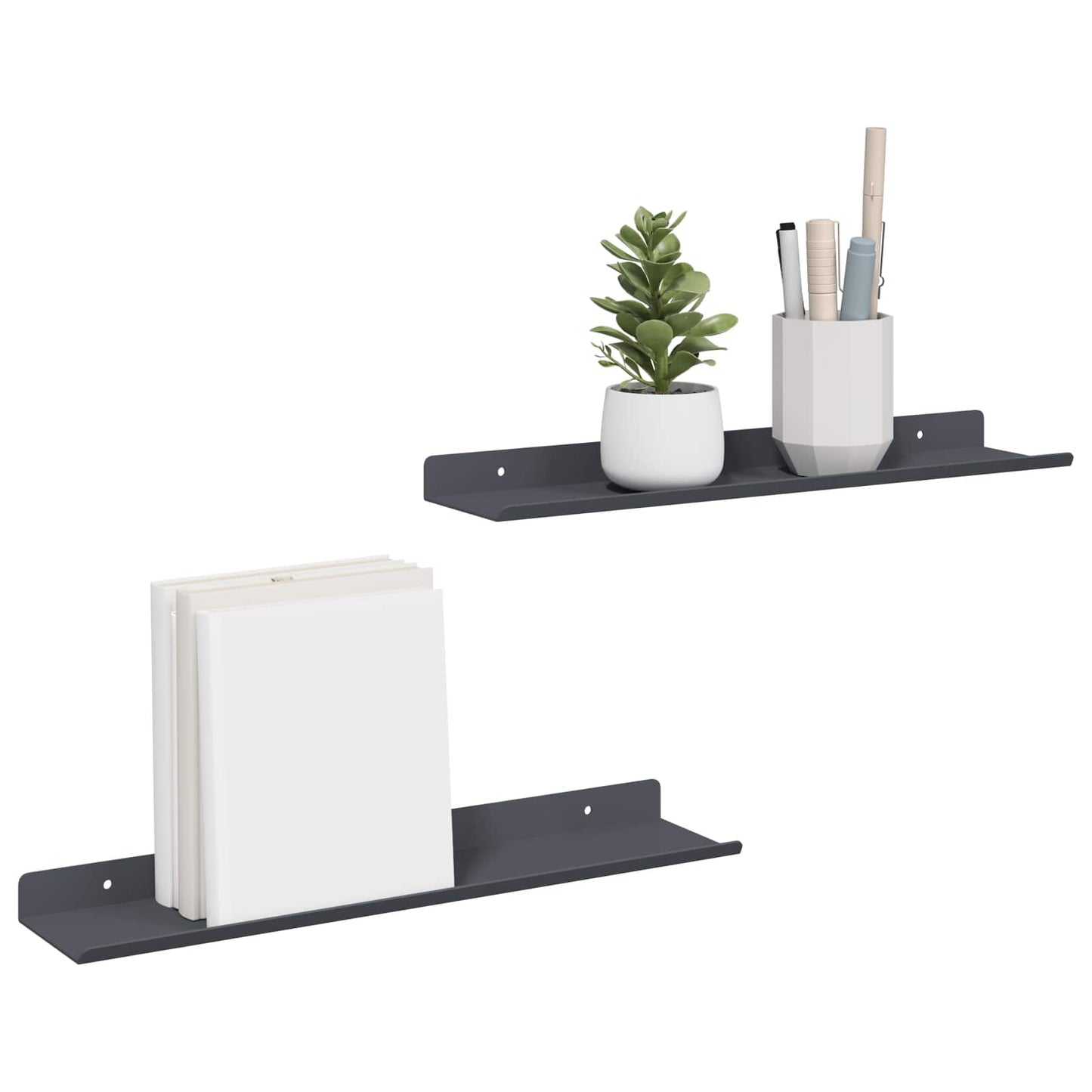 Sieninė lentyna su lentyna 2 pcs Antracitas 40 x 9 x 2,5 cm