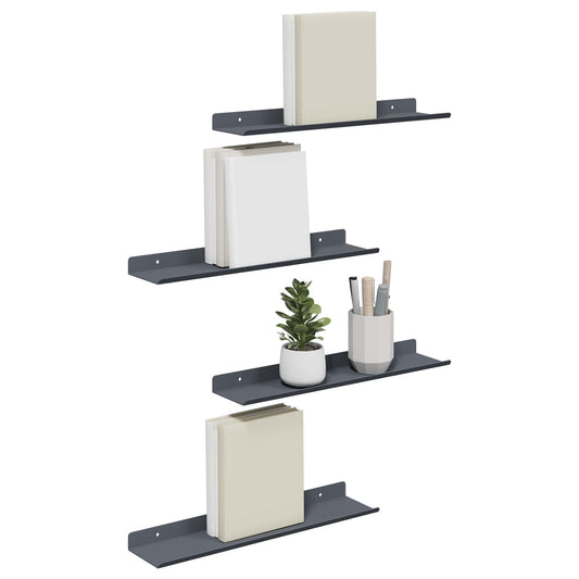 Sieninė lentyna su lentyna 4 pcs Antracitas 40 x 9 x 2,5 cm