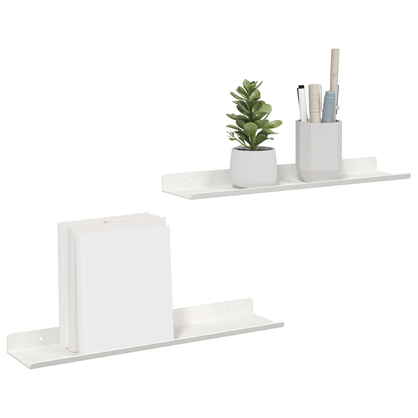 Plūduriuojanti lentyna 2 pcs Baltas 40 x 8,5 x 2,5 cm Plienas