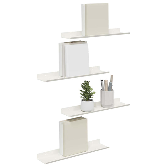 Sieninė lentyna su lentyna 4 pcs Balta 40 x 9 x 2,5 cm