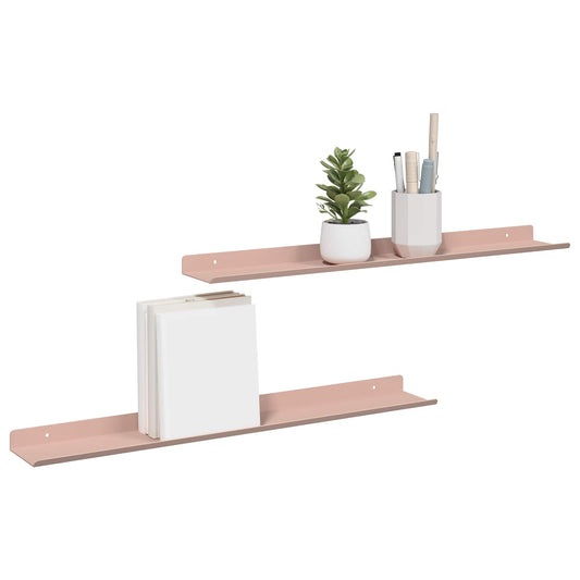 Sieninė lentyna su lentyna 2 pcs Rožinė 60 x 9 x 2,5 cm