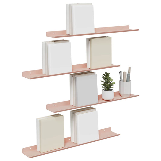 Sieninė lentyna su lentyna 4 pcs Rožinė 60 x 9 x 2,5 cm