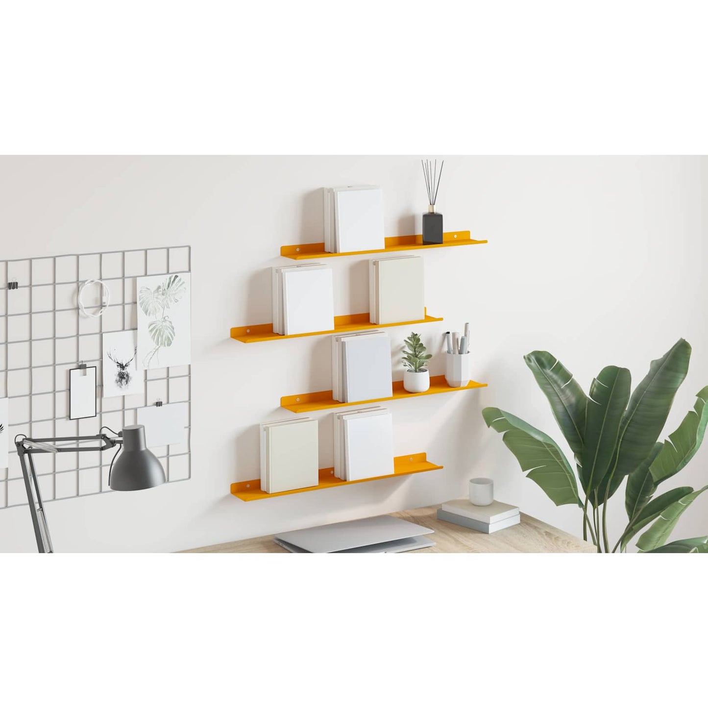 Sieninė lentyna 4 pcs Garučių geltona 60 x 9 x 2,5 cm