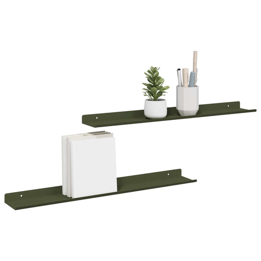 Sieninė lentyna 2 pcs Alyvuogių žalia 60 x 9 x 2,5 cm