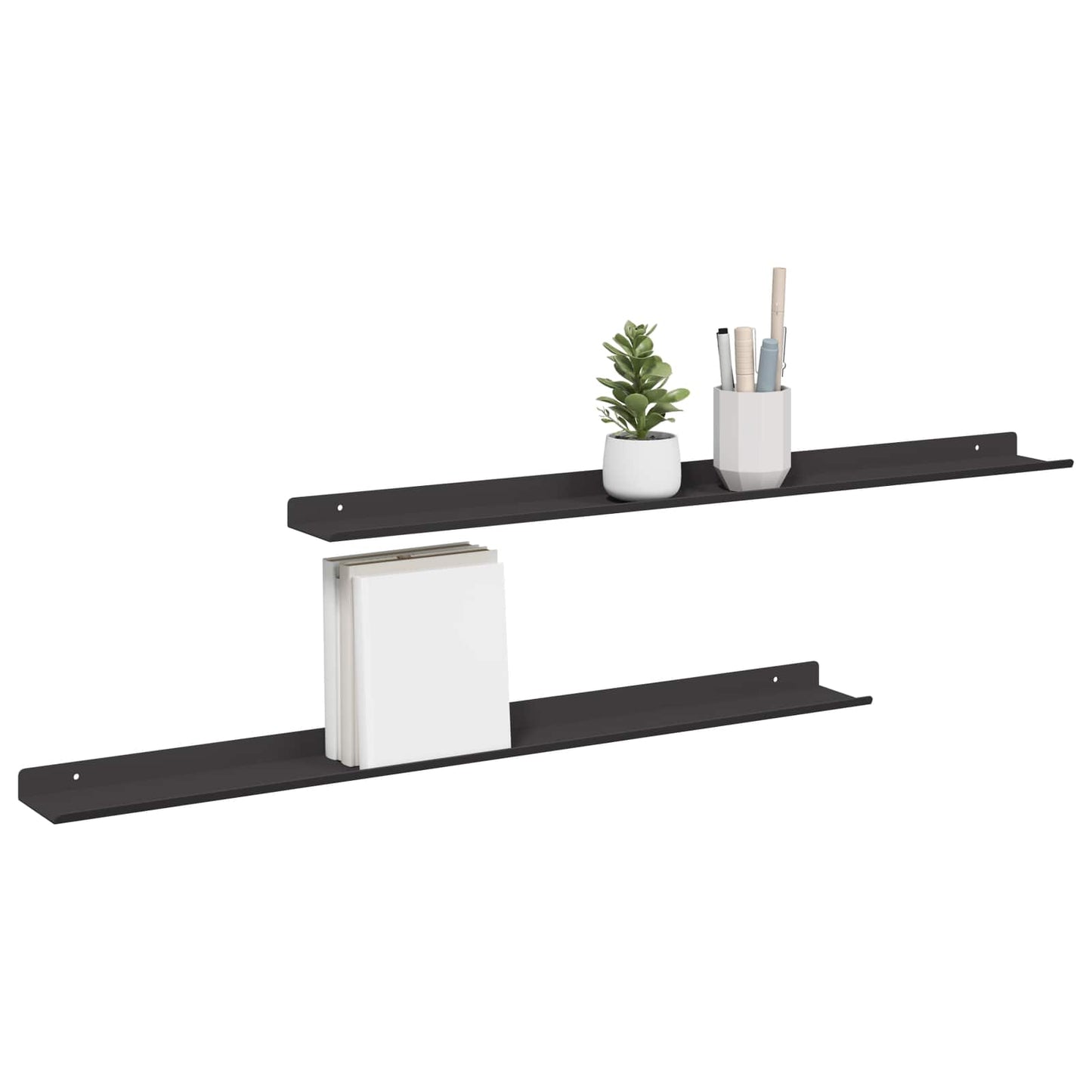 Plūduriuojanti lentyna 2 pcs Juodas 80 x 9 x 2,5 cm Plienas