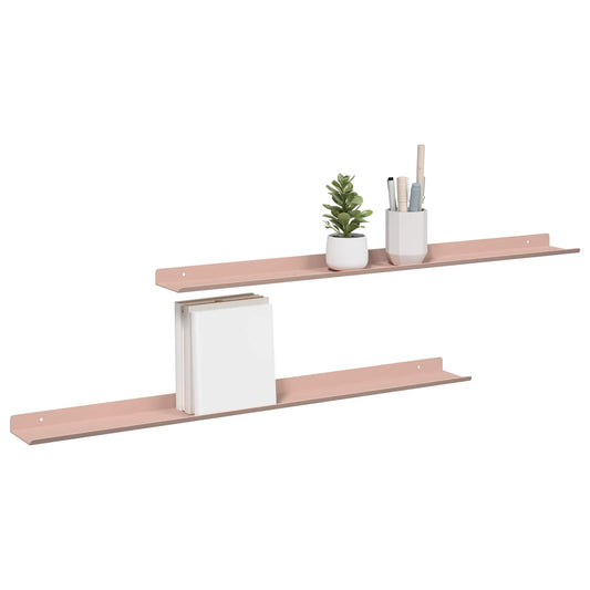 Sieninė lentyna su lentyna 2 pcs Rožinė 80 x 9 x 2,5 cm