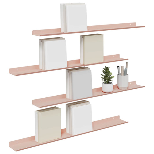 Sieninė lentyna su lentyna 4 pcs Rožinė 80 x 9 x 2,5 cm