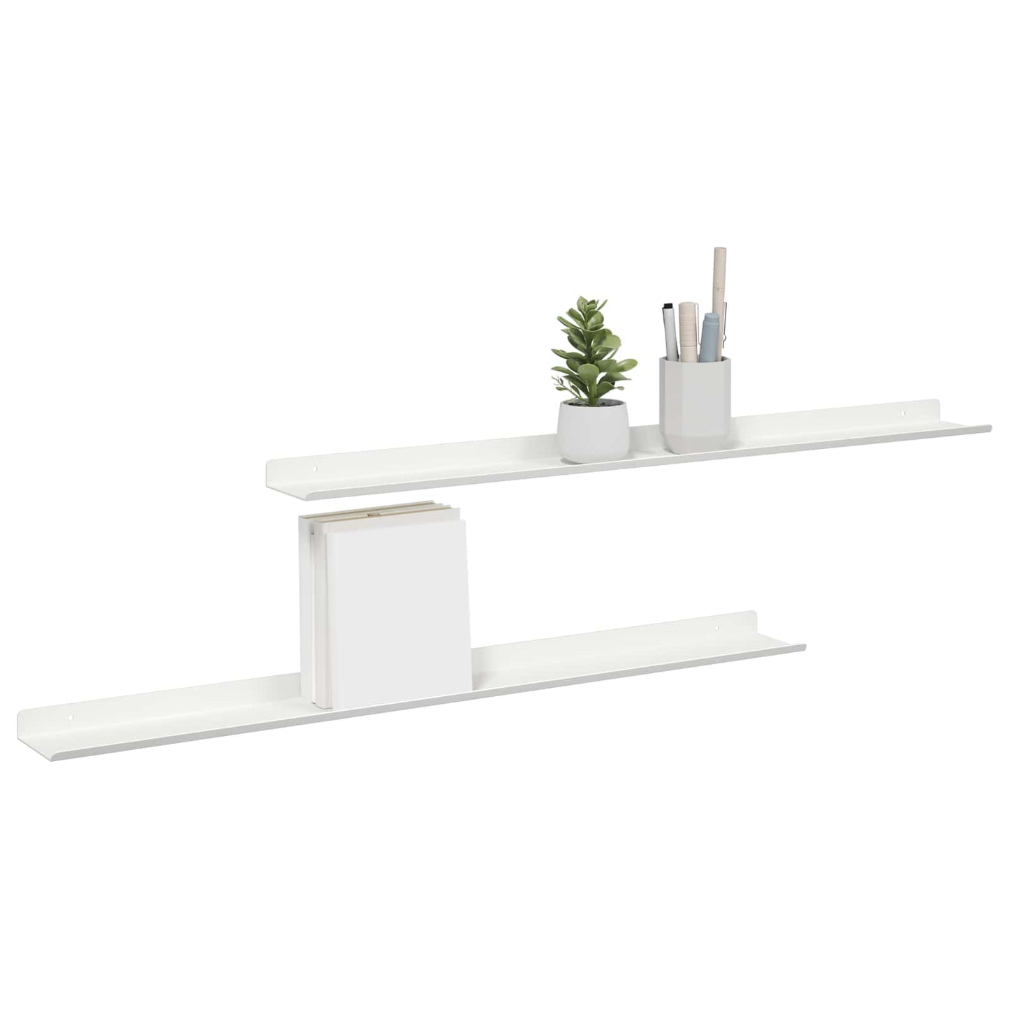 Plūduriuojanti lentyna 2 pcs Baltas 80 x 9 x 2,5 cm Plienas
