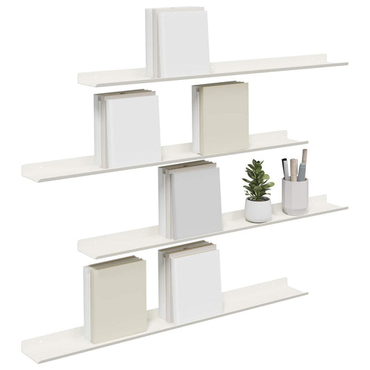 Sieninė lentyna su lentyna 4 pcs Balta 80 x 9 x 2,5 cm