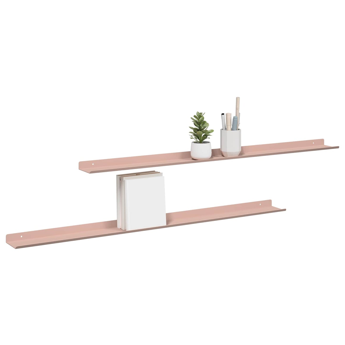 Sieninė lentyna su lentyna 2 pcs Rožinė 100 x 9 x 2,5 cm