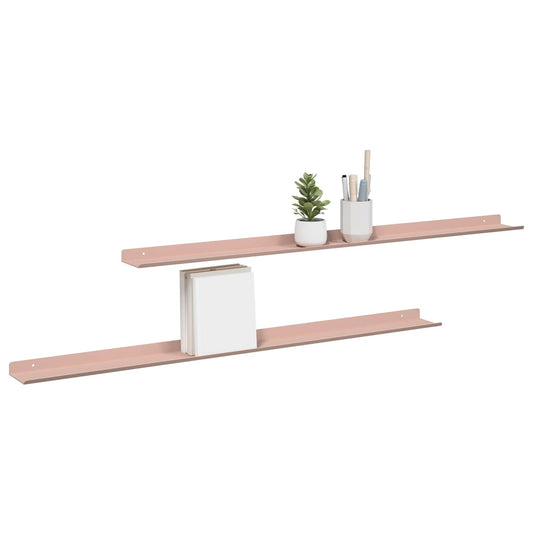 Sieninė lentyna su lentyna 2 pcs Rožinė 100 x 9 x 2,5 cm