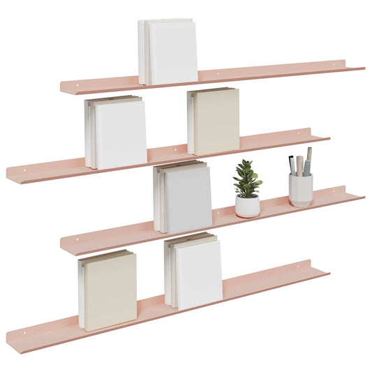 Sieninė lentyna su lentyna 4 pcs Rožinė 100 x 9 x 2,5 cm