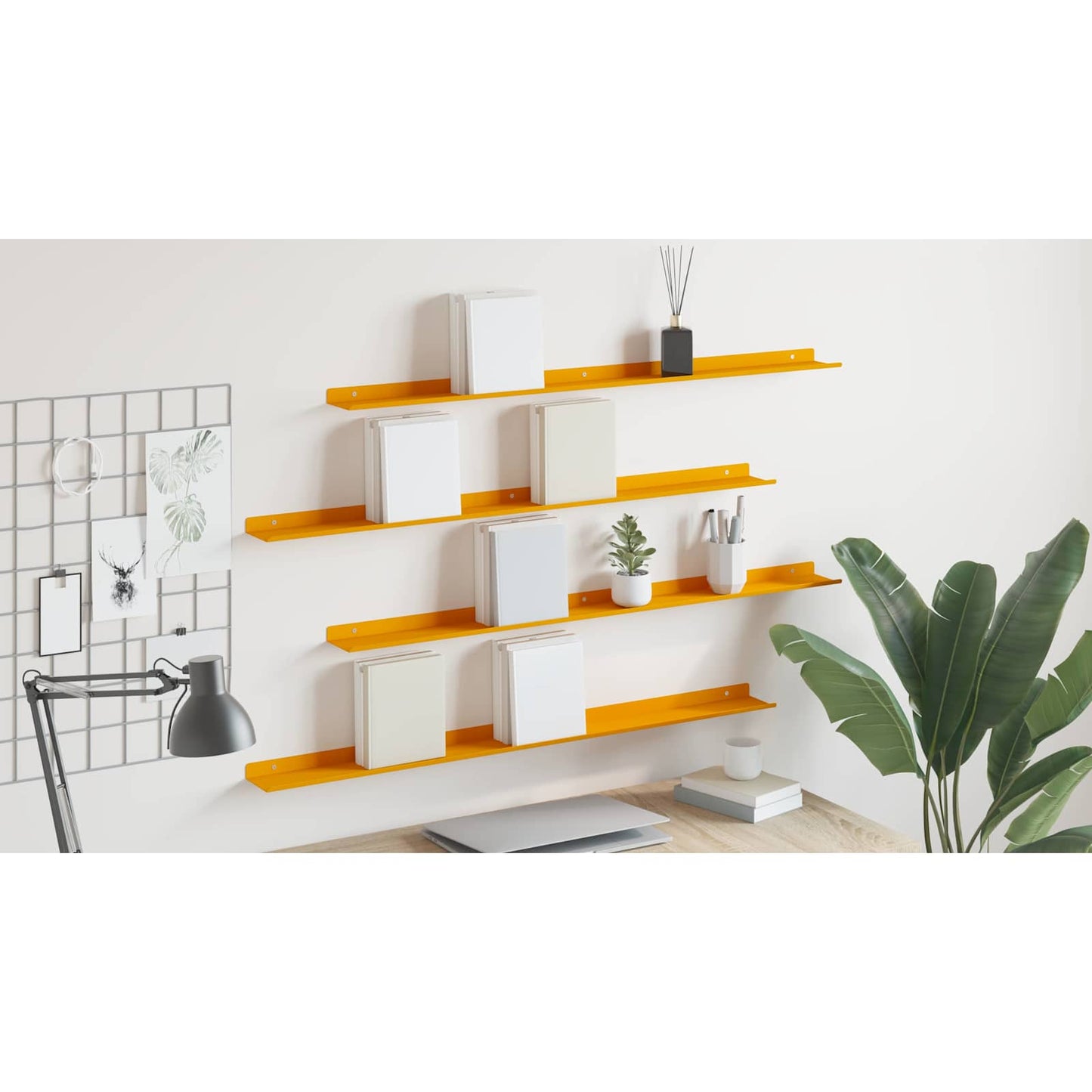 Sieninė lentyna 4 pcs Garučių geltona 100 x 9 x 2,5 cm