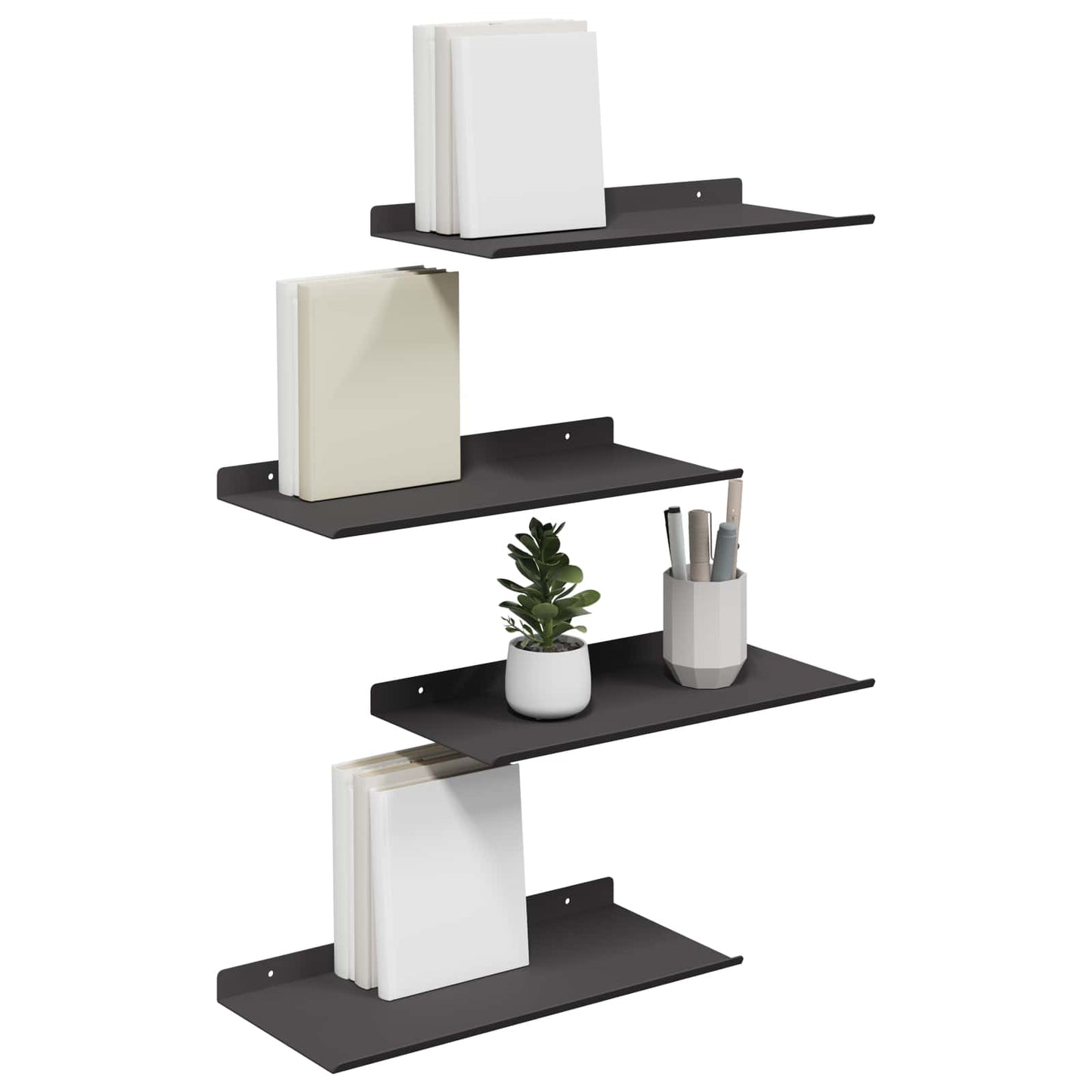 Plūduriuojanti lentyna 4 pcs Juodas 40 x 18 x 2,5 cm Plienas