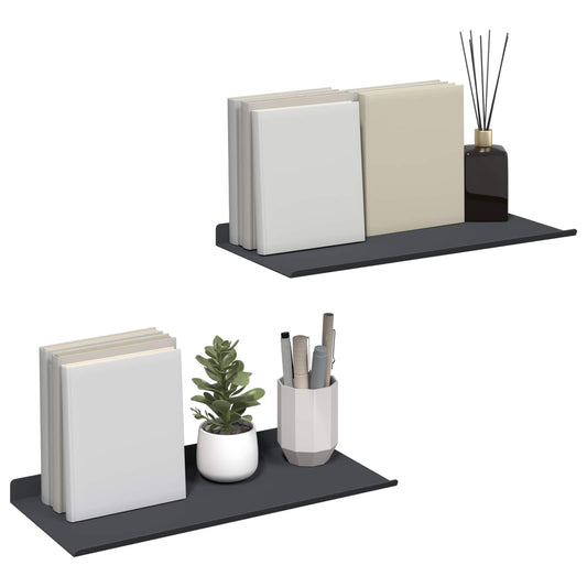Sieninė lentyna su lentyna 2 pcs Antracitas 40 x 18 x 2,5 cm