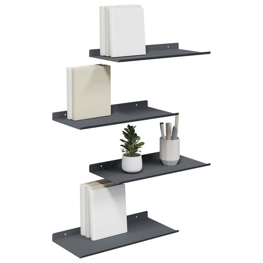 Sieninė lentyna su lentyna 4 pcs Antracitas 40 x 18 x 2,5 cm