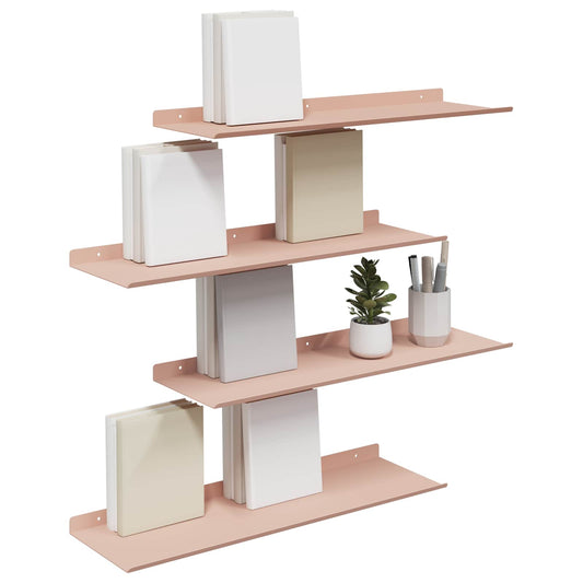 Sieninė lentyna su lentyna 4 pcs Rožinė 60 x 18 x 2,5 cm