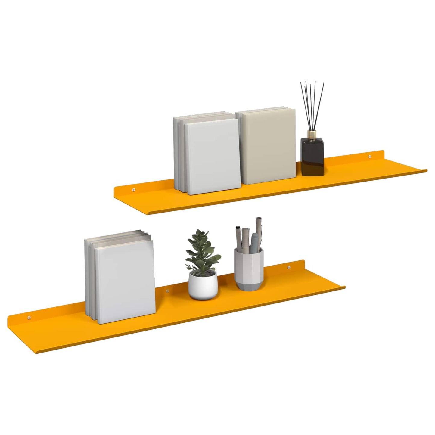Plūduriuojanti lentyna 2 pcs Garučių geltona 80 x 18 x 2,5 cm