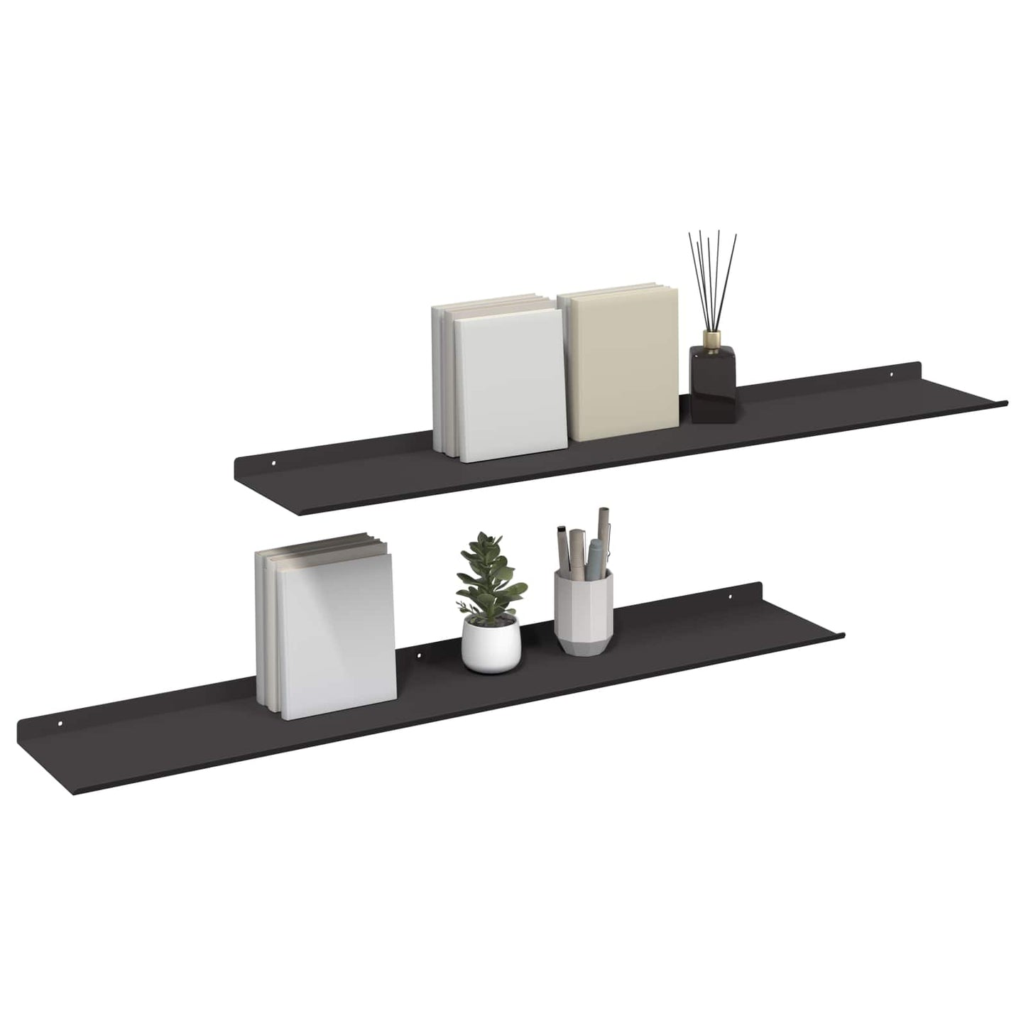 Plūduriuojanti lentyna 2 pcs Juodas 100 x 18 x 2,5 cm Plienas