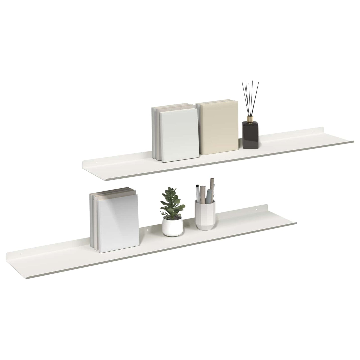 Plūduriuojanti lentyna 2 pcs Baltas 100 x 18 x 2,5 cm Plienas