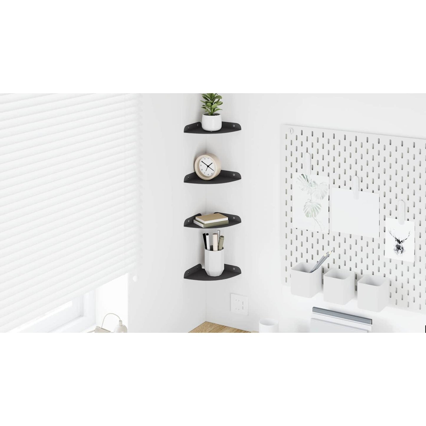 Plūduriuojanti lentyna su lentyna 4 pcs Juodas 15 x 15 x 2 cm