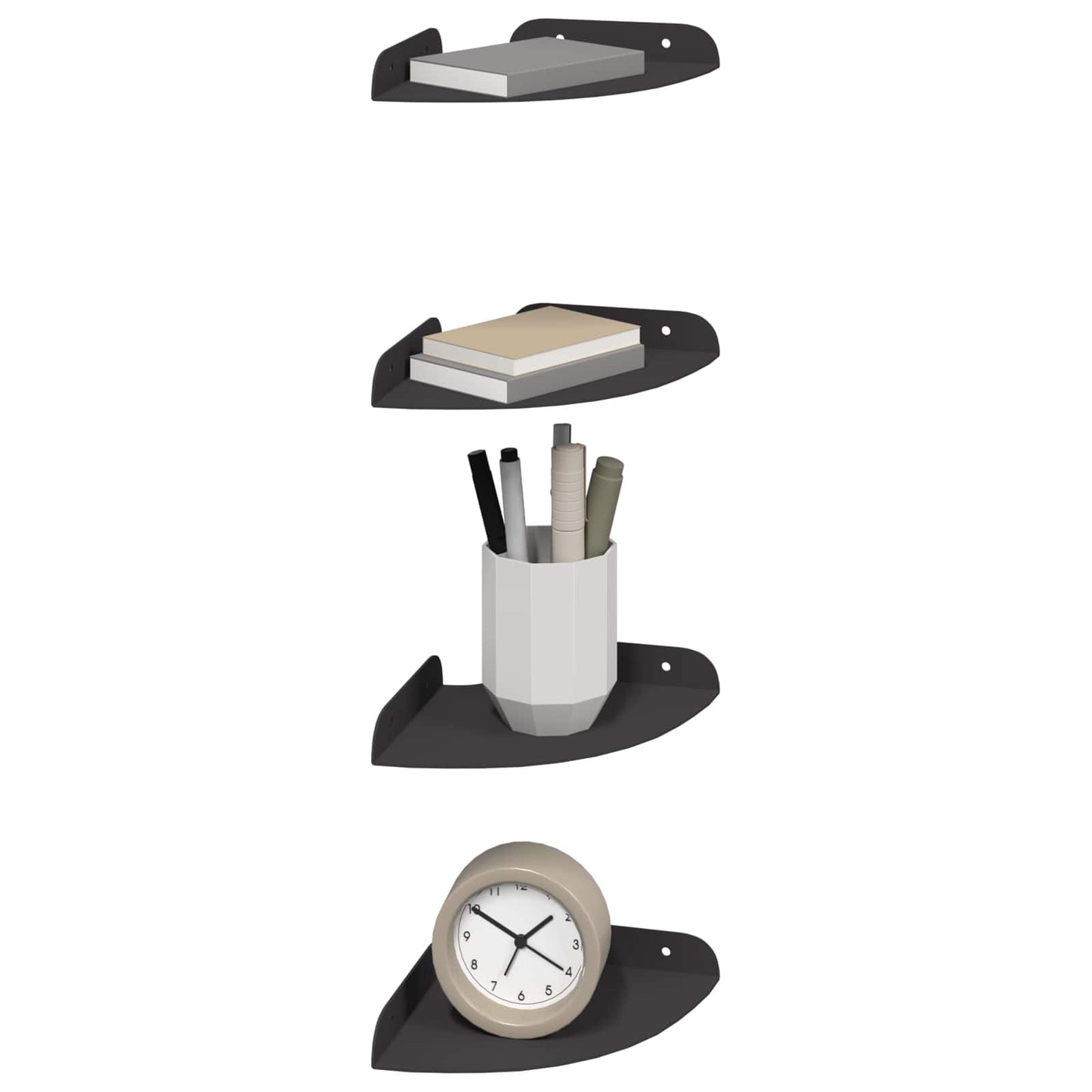 Plūduriuojanti lentyna su lentyna 4 pcs Juodas 15 x 15 x 2 cm