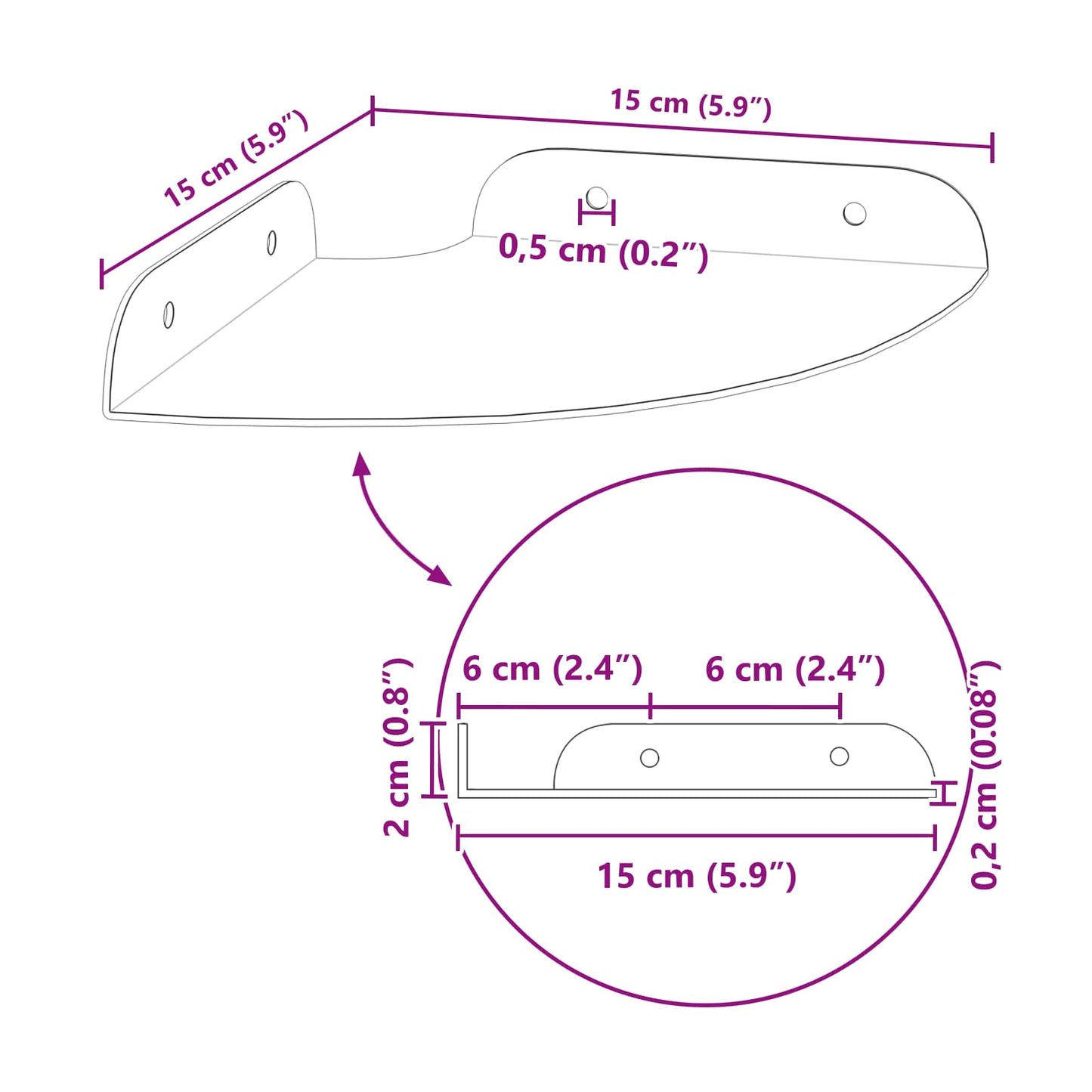 Plūduriuojanti lentyna su lentyna 4 pcs Juodas 15 x 15 x 2 cm