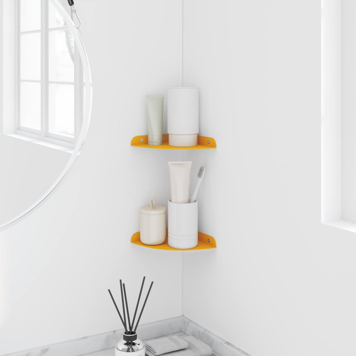 Plūduriuojanti lentyna 2 pcs Garučių geltona 15 x 15 x 2 cm