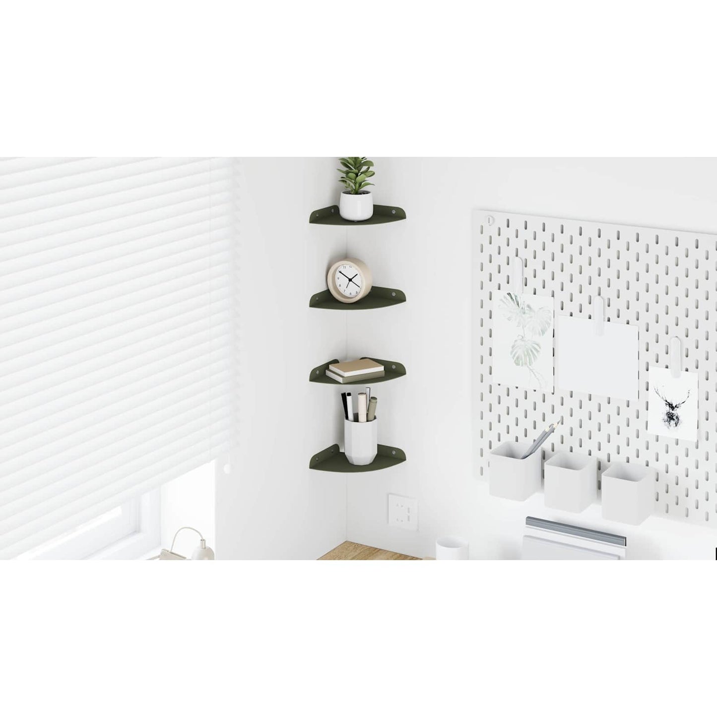 Plūduriuojanti lentyna 4 pcs Alyvuogių žalia 15 x 15 x 2 cm