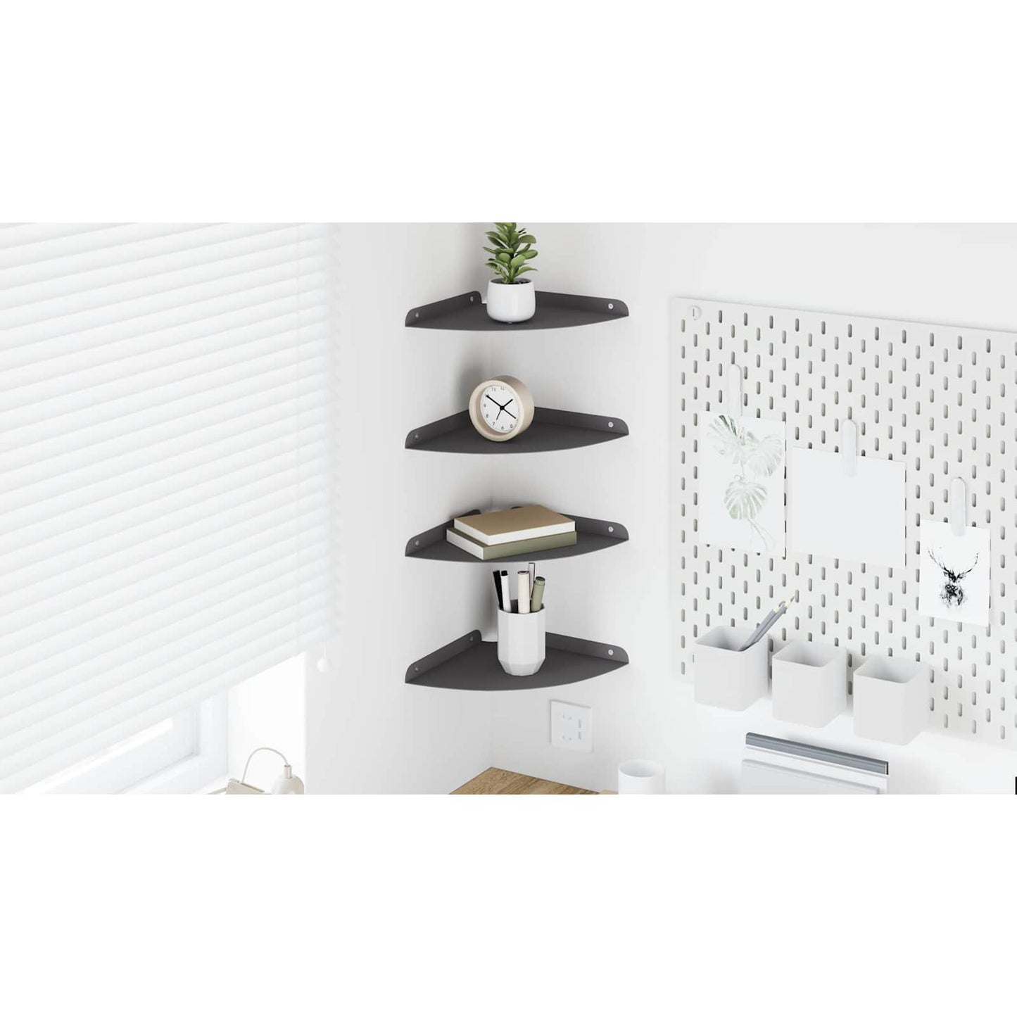 Plūduriuojanti lentyna su lentyna 4 pcs Juodas 24 x 24 x 2 cm