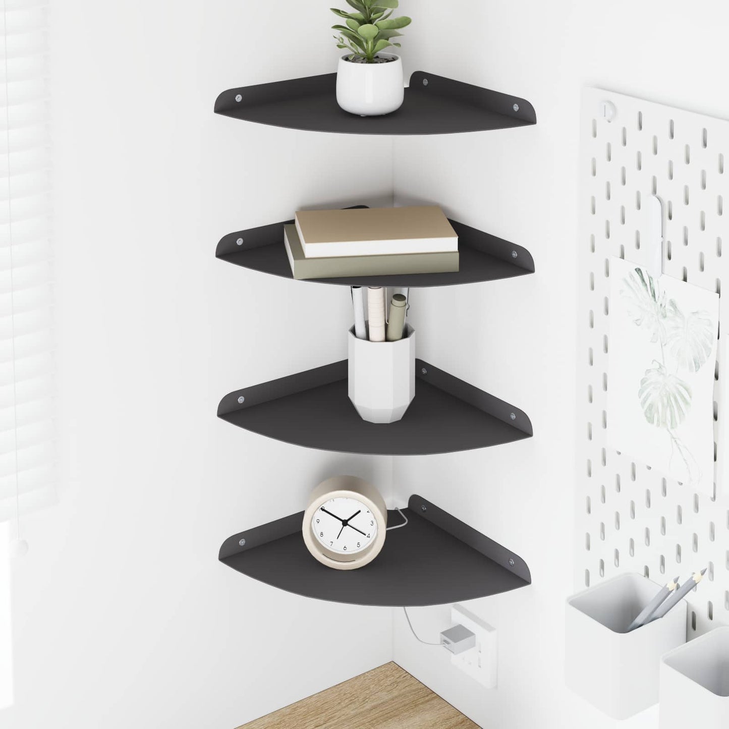 Plūduriuojanti lentyna su lentyna 4 pcs Juodas 24 x 24 x 2 cm