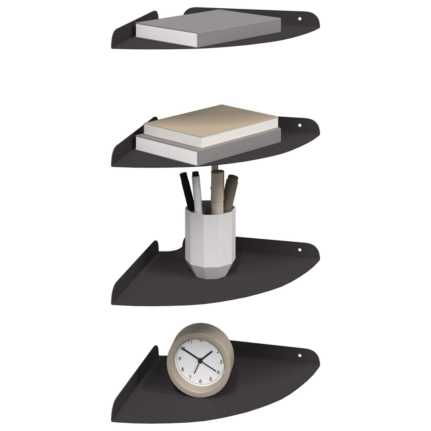 Plūduriuojanti lentyna su lentyna 4 pcs Juodas 24 x 24 x 2 cm