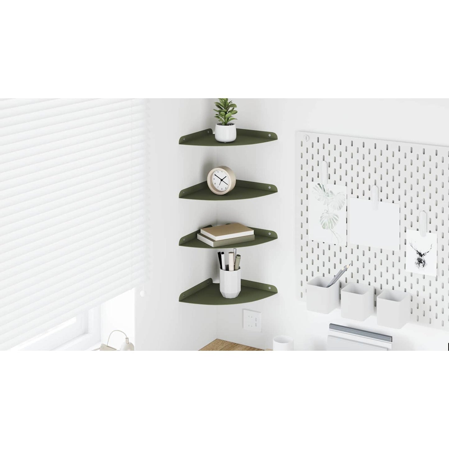 Plūduriuojanti lentyna 4 pcs Alyvuogių žalia 24 x 24 x 2 cm