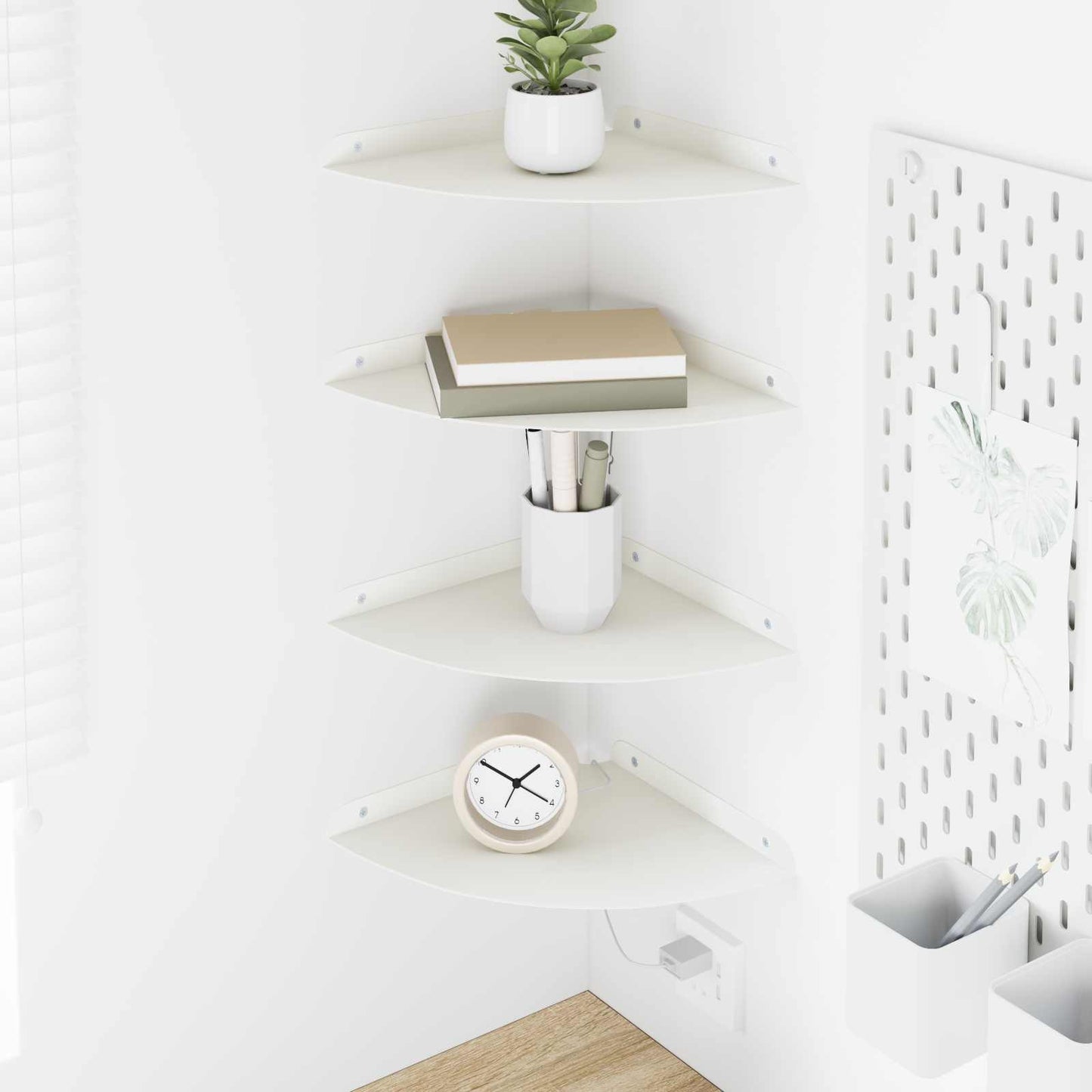 Plūduriuojanti lentyna su lentyna 4 pcs Baltas 24 x 24 x 2 cm