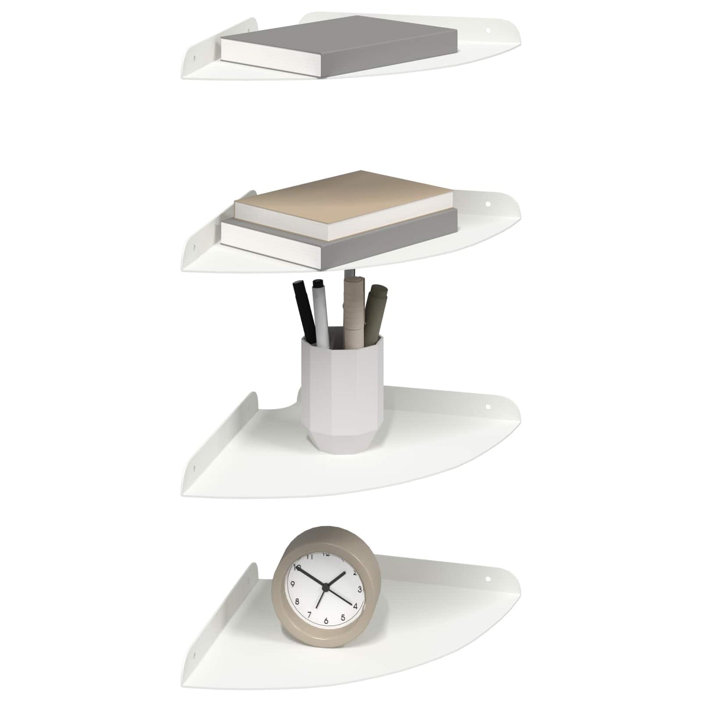 Plūduriuojanti lentyna su lentyna 4 pcs Baltas 24 x 24 x 2 cm