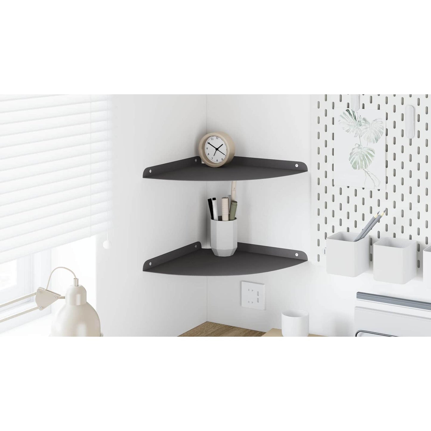Kampinė Plūduriuojanti Lentyna 2 pcs Juodas 30 x 30 x 2 cm
