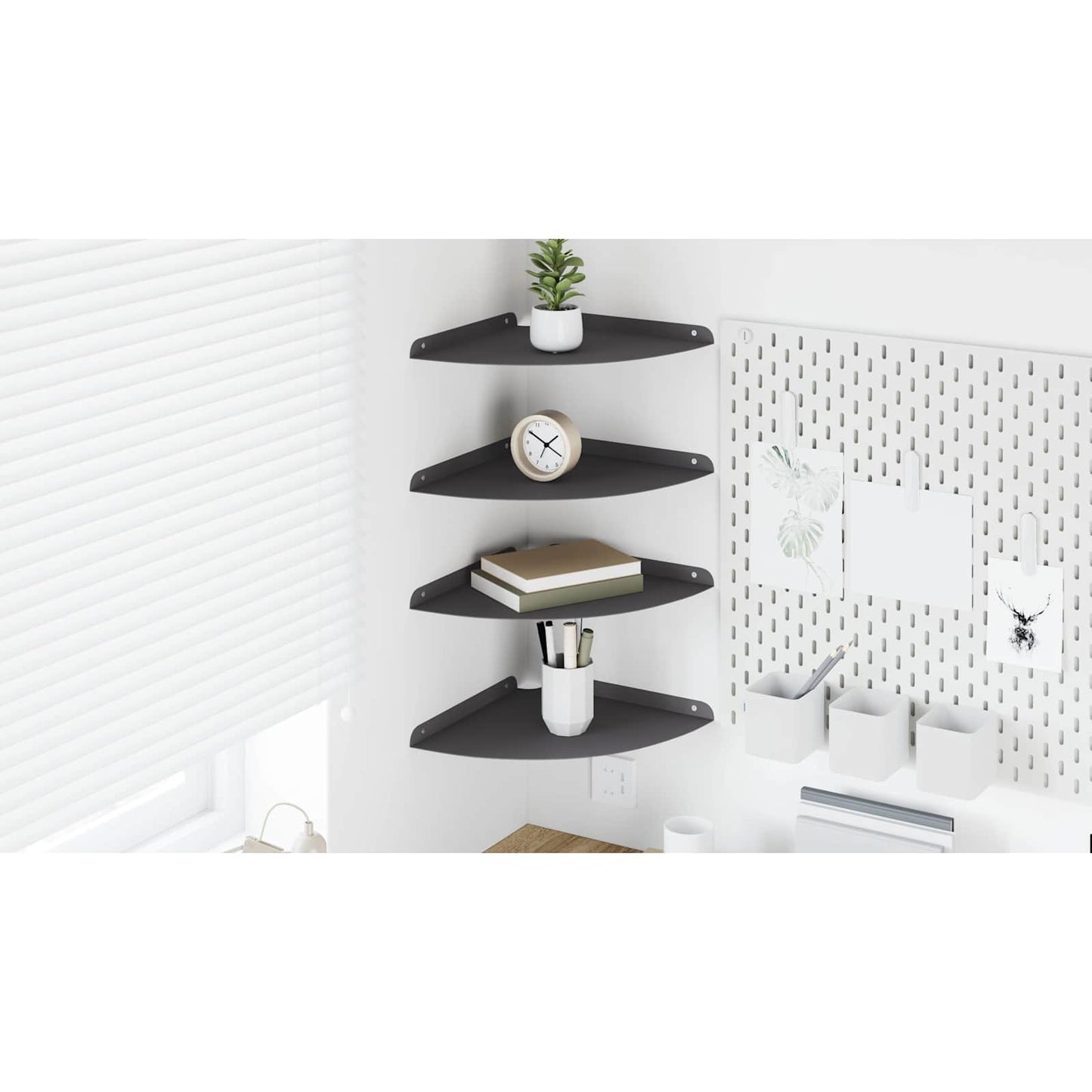 Plūduriuojanti lentyna su lentyna 4 pcs Juodas 30 x 30 x 2 cm