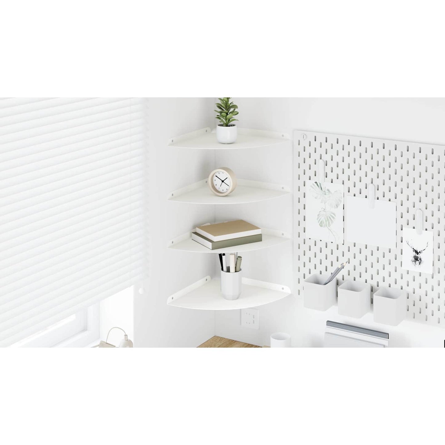 Plūduriuojanti lentyna su lentyna 4 pcs Baltas 30 x 30 x 2 cm