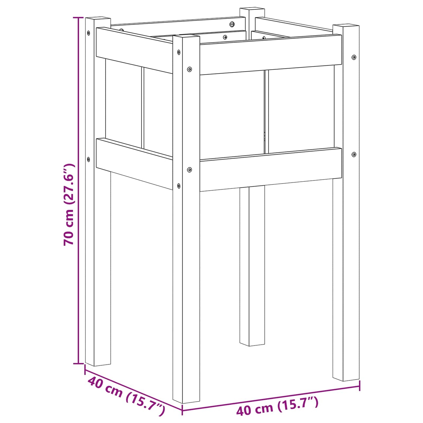 Sodo vazonas Gamta 40 x 40 x 70 cm Kietos pušies mediena