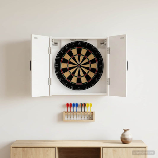 Dartboard spinta HAARLEM Itin blizgi balta Apdirbta mediena
