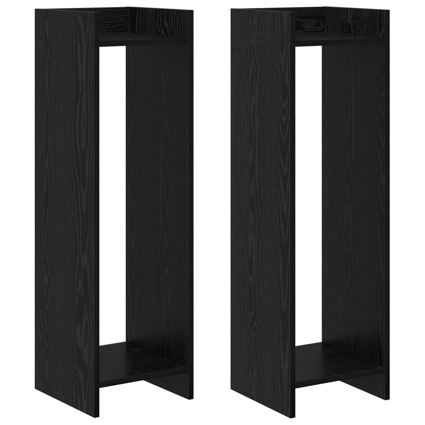 Augalų stovas su lentyna 2 pcs Juodas Ąžuolas 30 x 30 x 100 cm