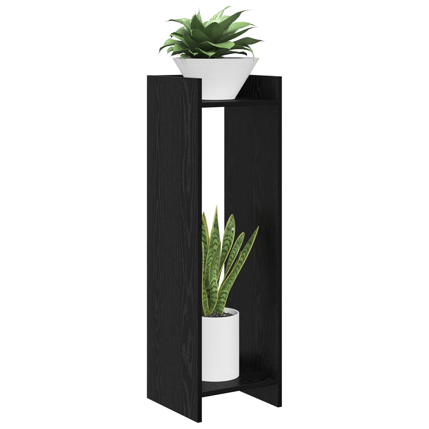 Augalų stovas su lentyna 2 pcs Juodas Ąžuolas 30 x 30 x 100 cm