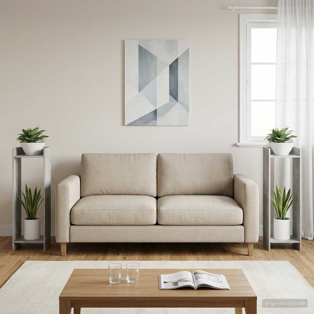 Augalų stovas su lentyna 2 pcs Betono Pilka 30 x 30 x 100 cm