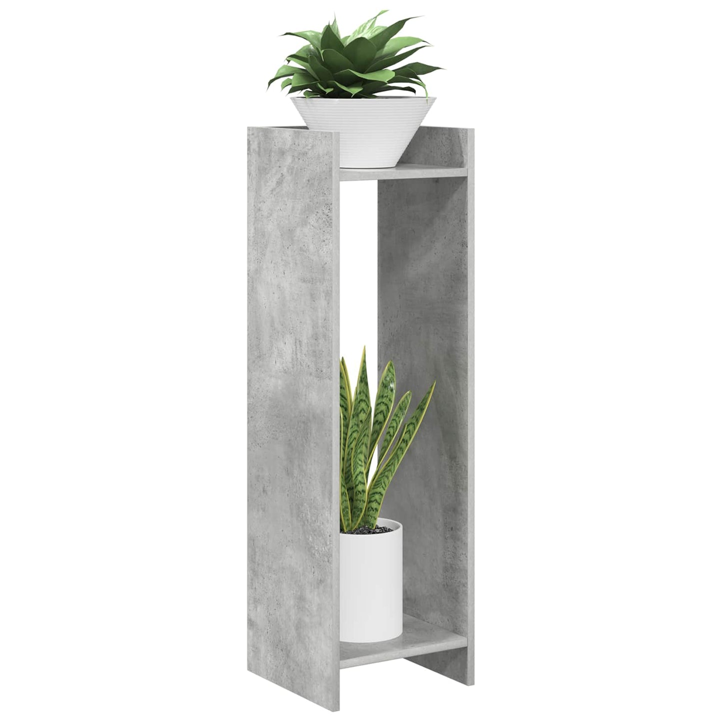 Augalų stovas su lentyna 2 pcs Betono Pilka 30 x 30 x 100 cm